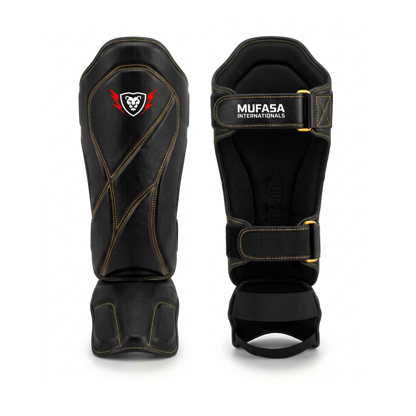 Cowhide Leather Boxing Shin Guards – Durable Training Gear