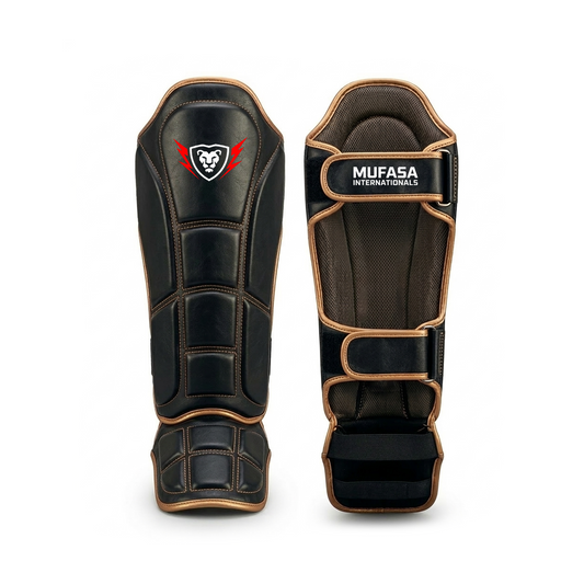 Cowhide Leather Boxing Shin Guards – Durable Training Gear