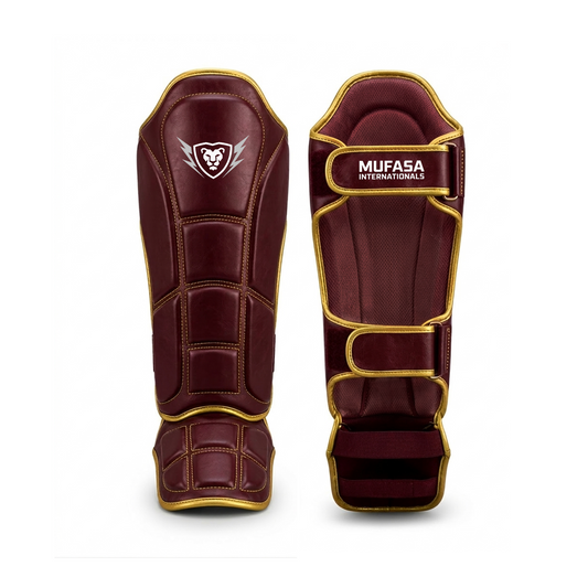 Cowhide Leather Boxing Shin Guards – Durable Training Gear