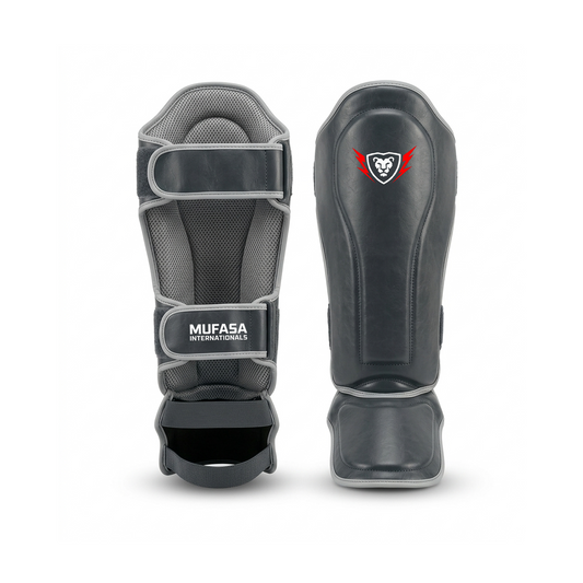 Cowhide Leather Boxing Shin Guards – Durable Training Gear