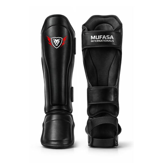 Cowhide Leather Boxing Shin Guards – Durable Training Gear