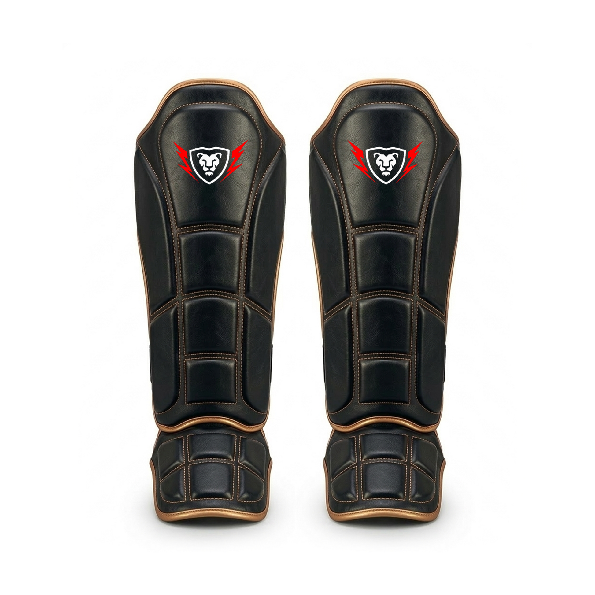 Cowhide Leather Boxing Shin Guards – Durable Training Gear