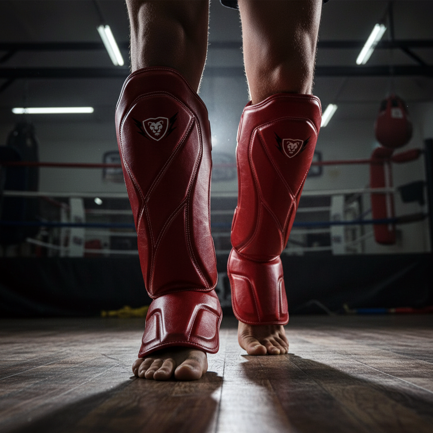 Cowhide Leather Boxing Shin Guards – Durable Training Gear