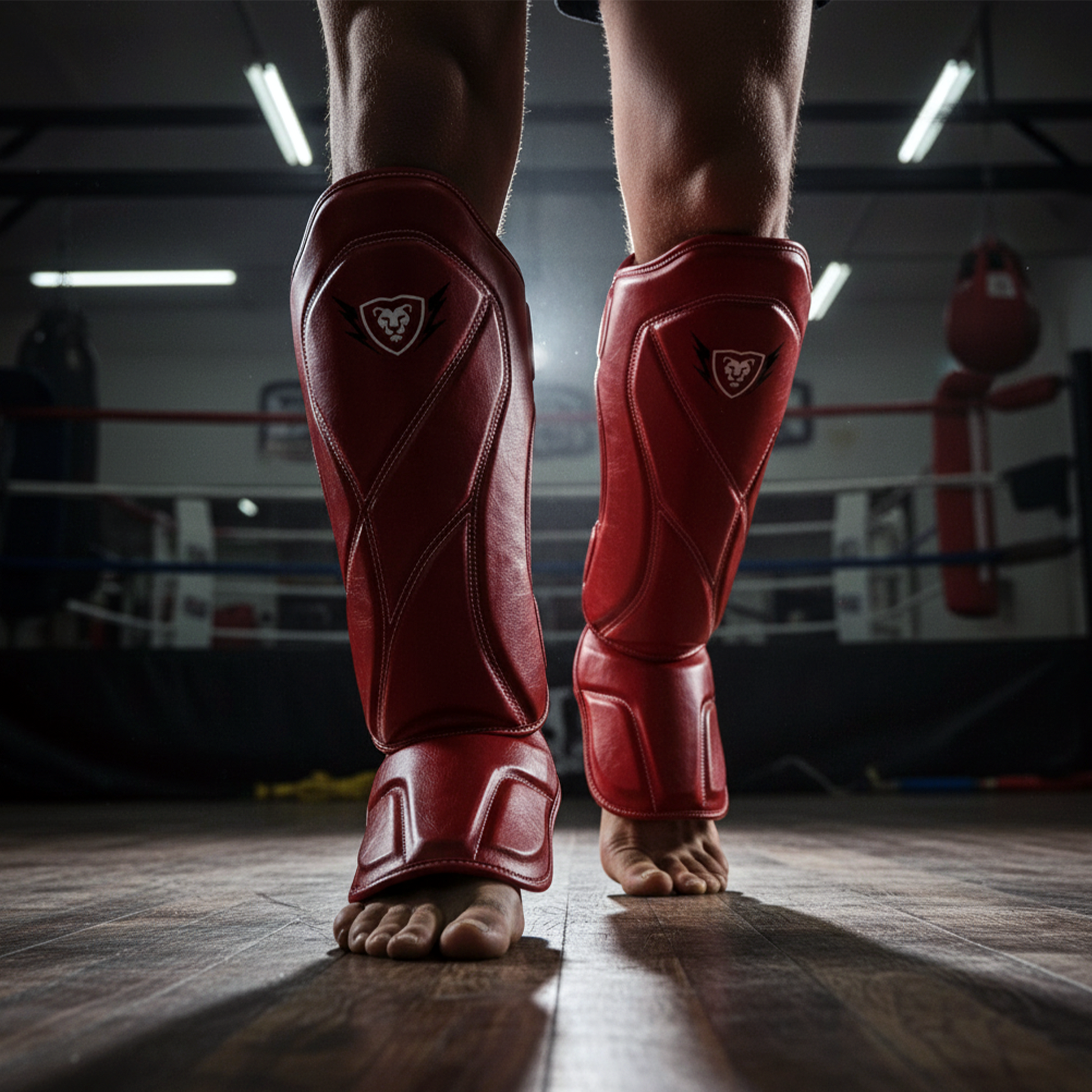 Cowhide Leather Boxing Shin Guards – Durable Training Gear