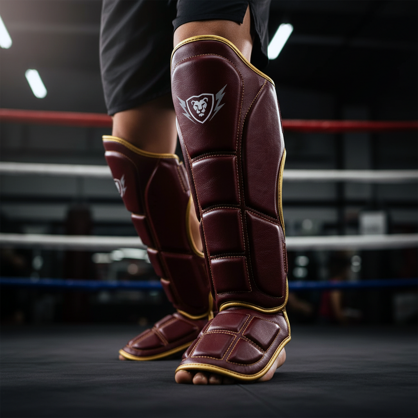 Cowhide Leather Boxing Shin Guards – Durable Training Gear