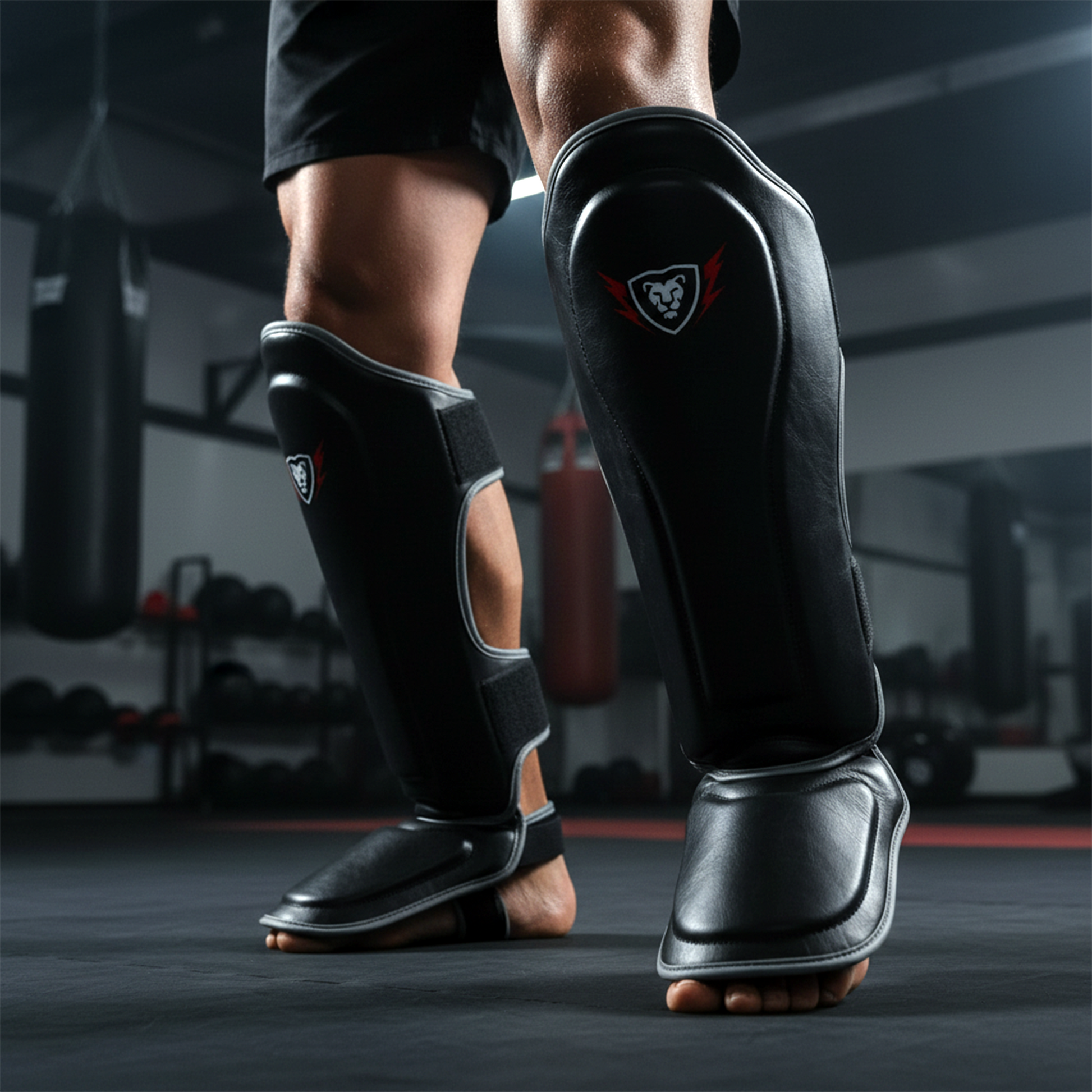 Cowhide Leather Boxing Shin Guards – Durable Training Gear