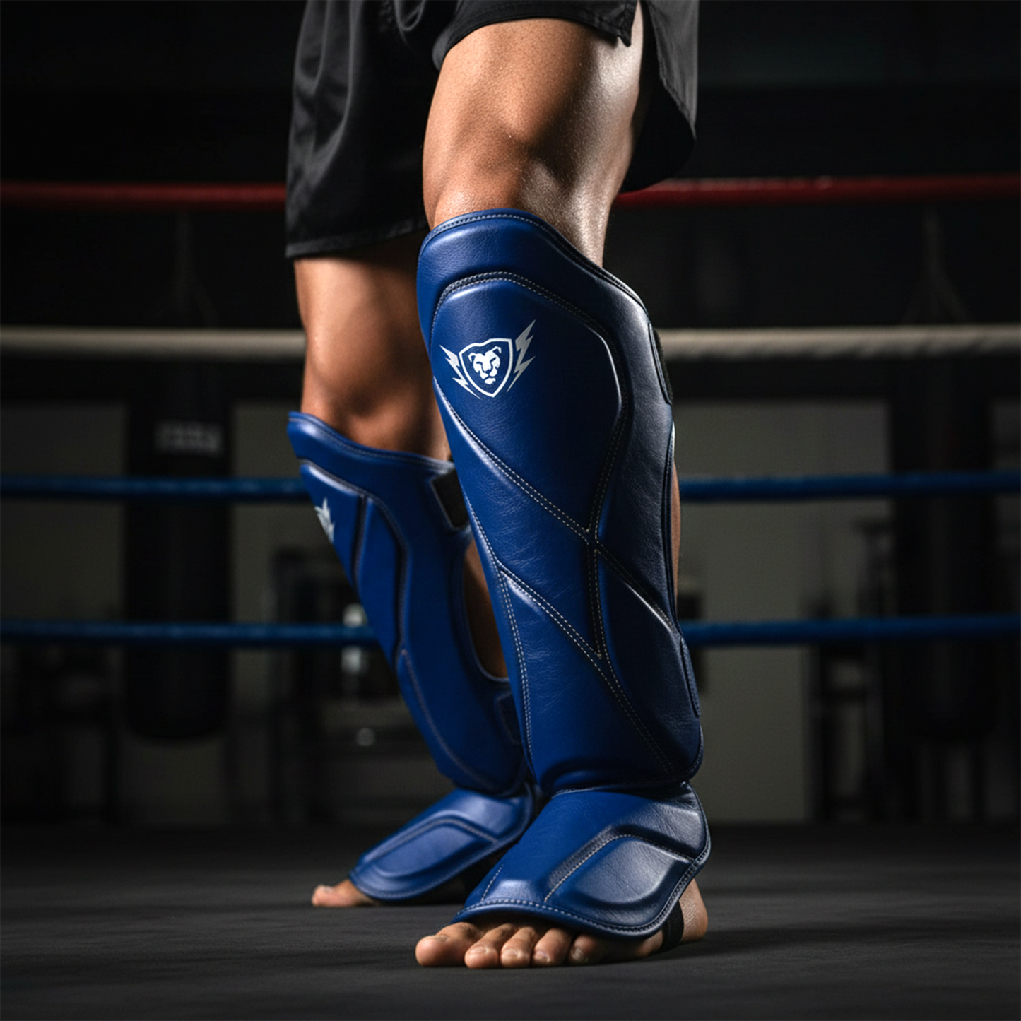 Cowhide Leather Boxing Shin Guards – Durable Training Gear