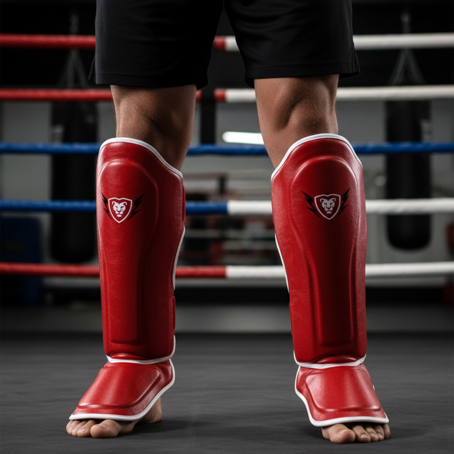 Cowhide Leather Boxing Shin Guards – Durable Training Gear