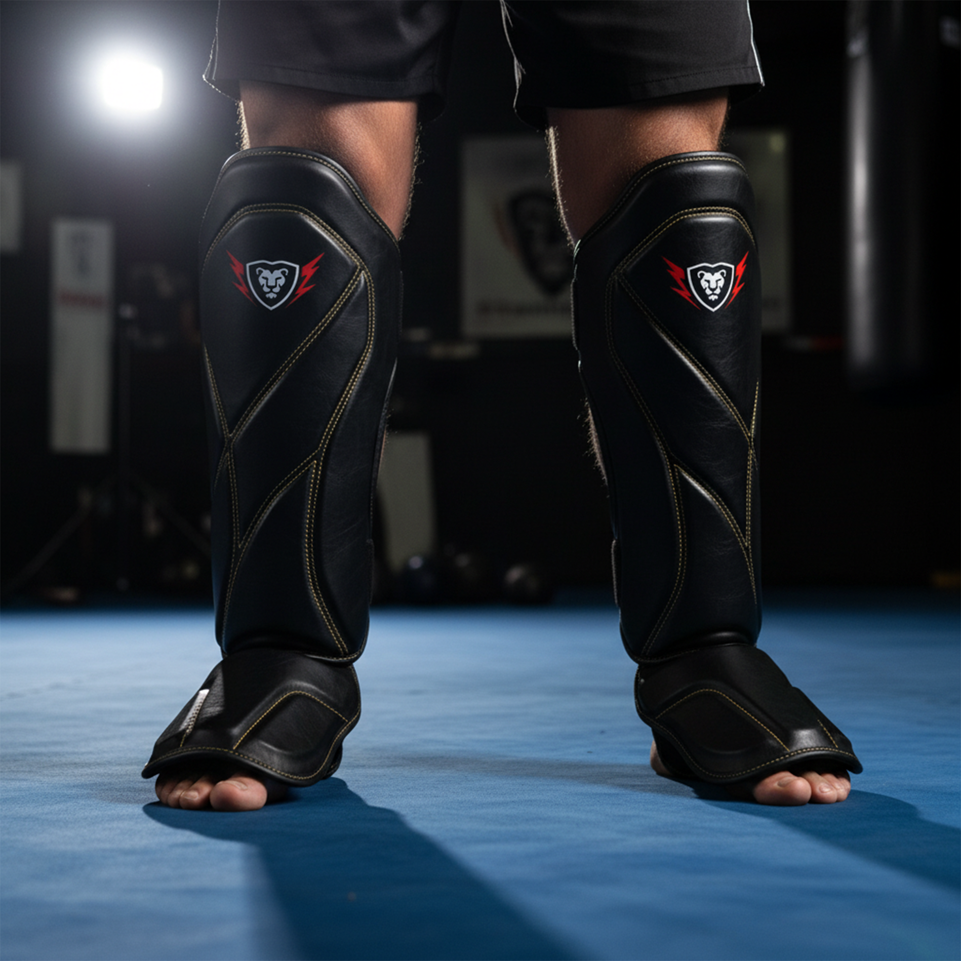 Cowhide Leather Boxing Shin Guards – Durable Training Gear