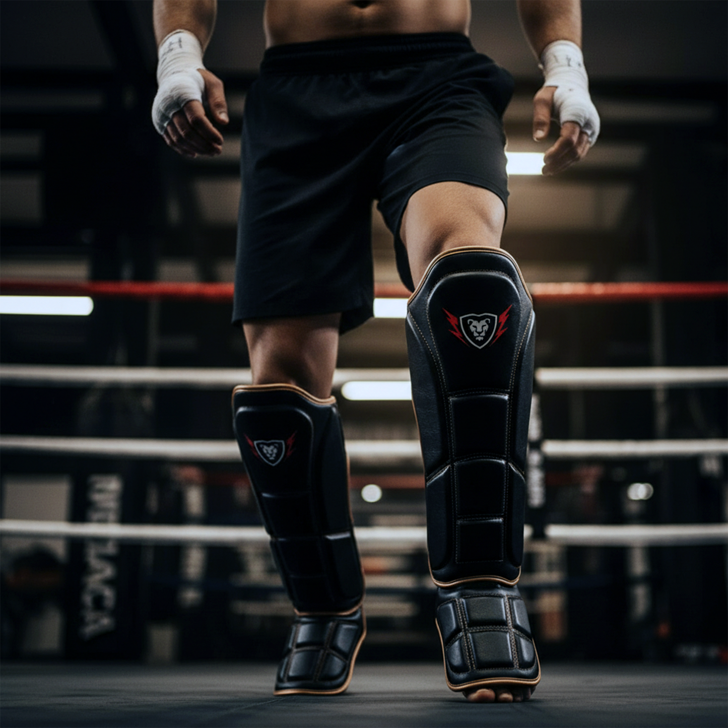 Cowhide Leather Boxing Shin Guards – Durable Training Gear
