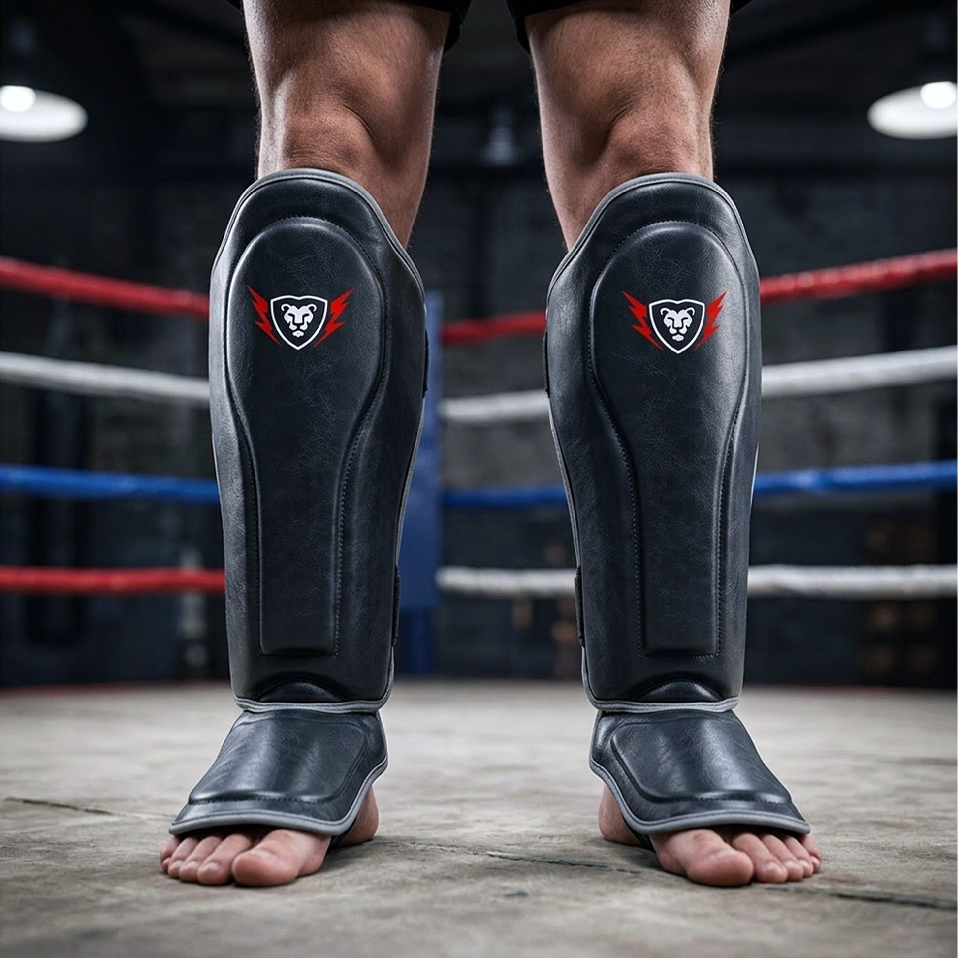 Cowhide Leather Boxing Shin Guards – Durable Training Gear