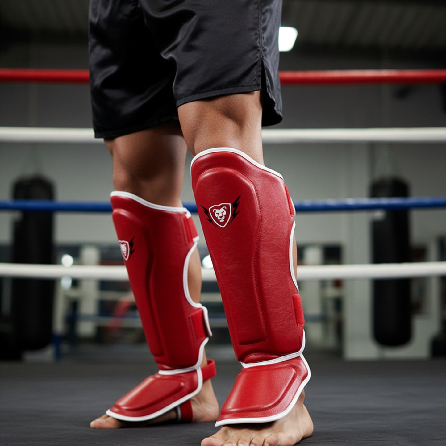 Cowhide Leather Boxing Shin Guards – Durable Training Gear
