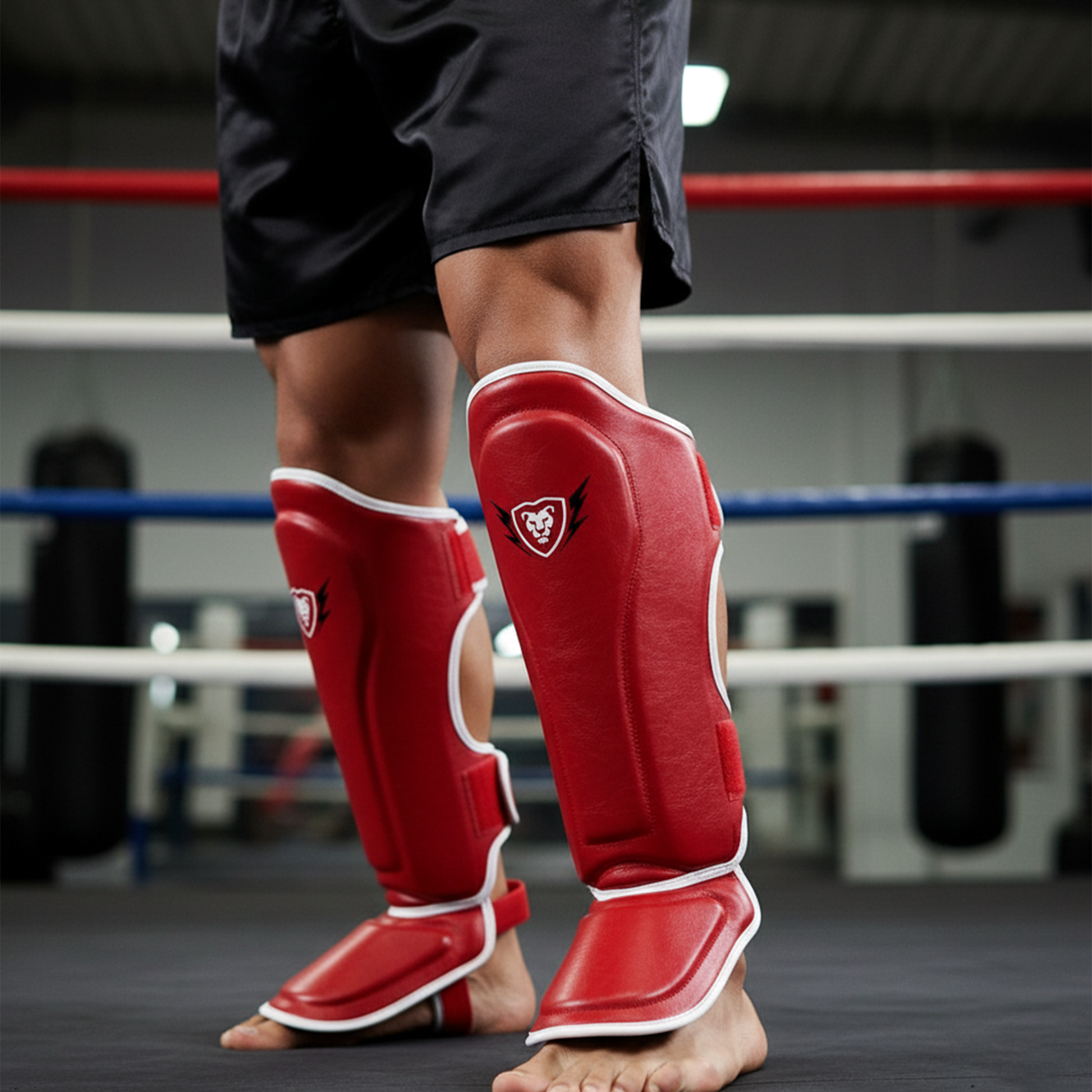 Cowhide Leather Boxing Shin Guards – Durable Training Gear