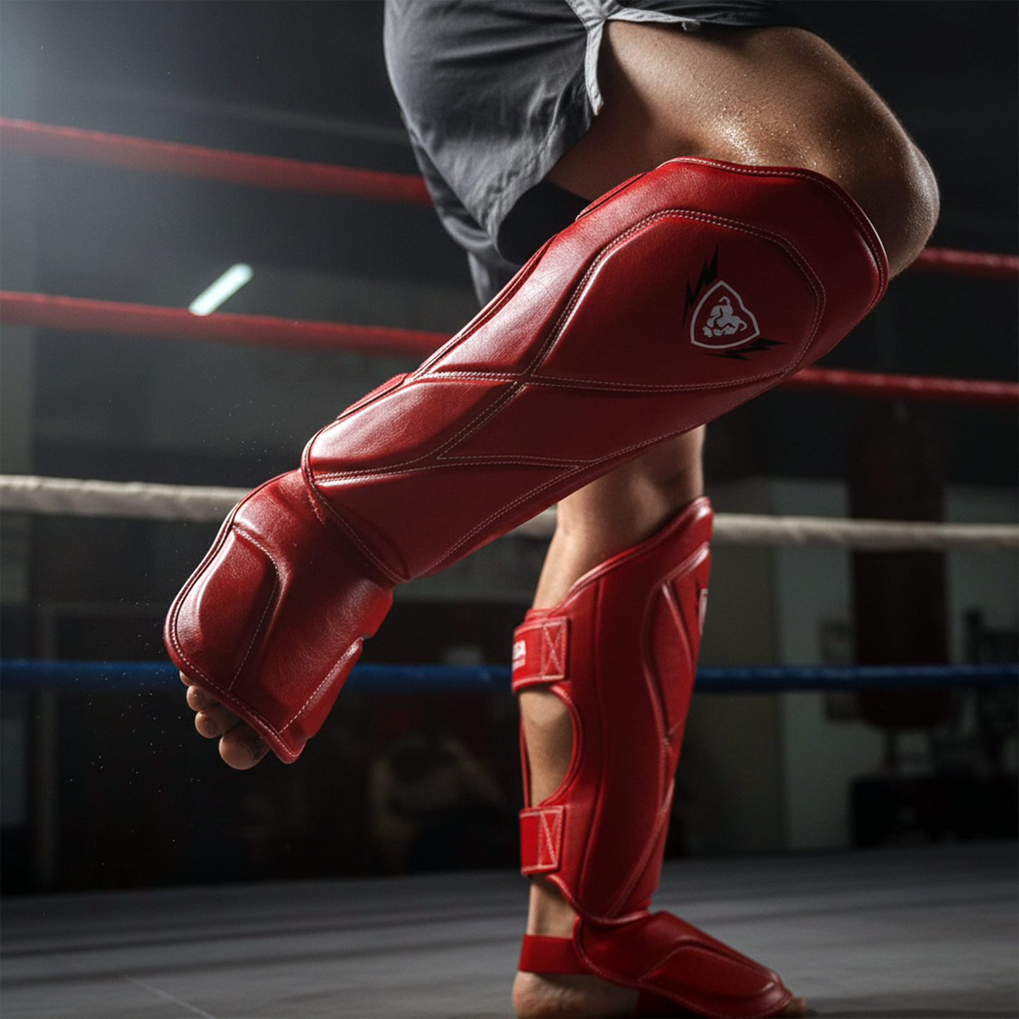 Cowhide Leather Boxing Shin Guards – Durable Training Gear