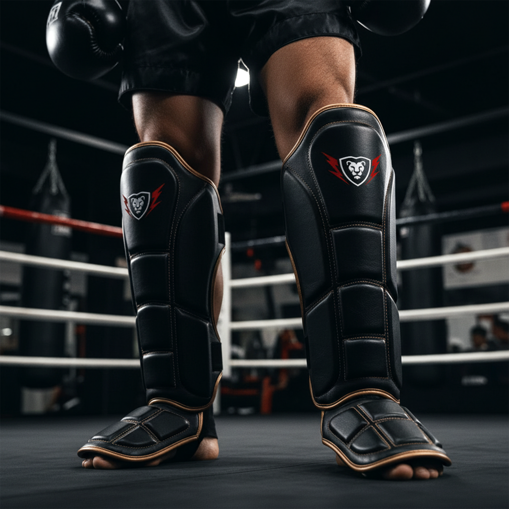 Cowhide Leather Boxing Shin Guards – Durable Training Gear