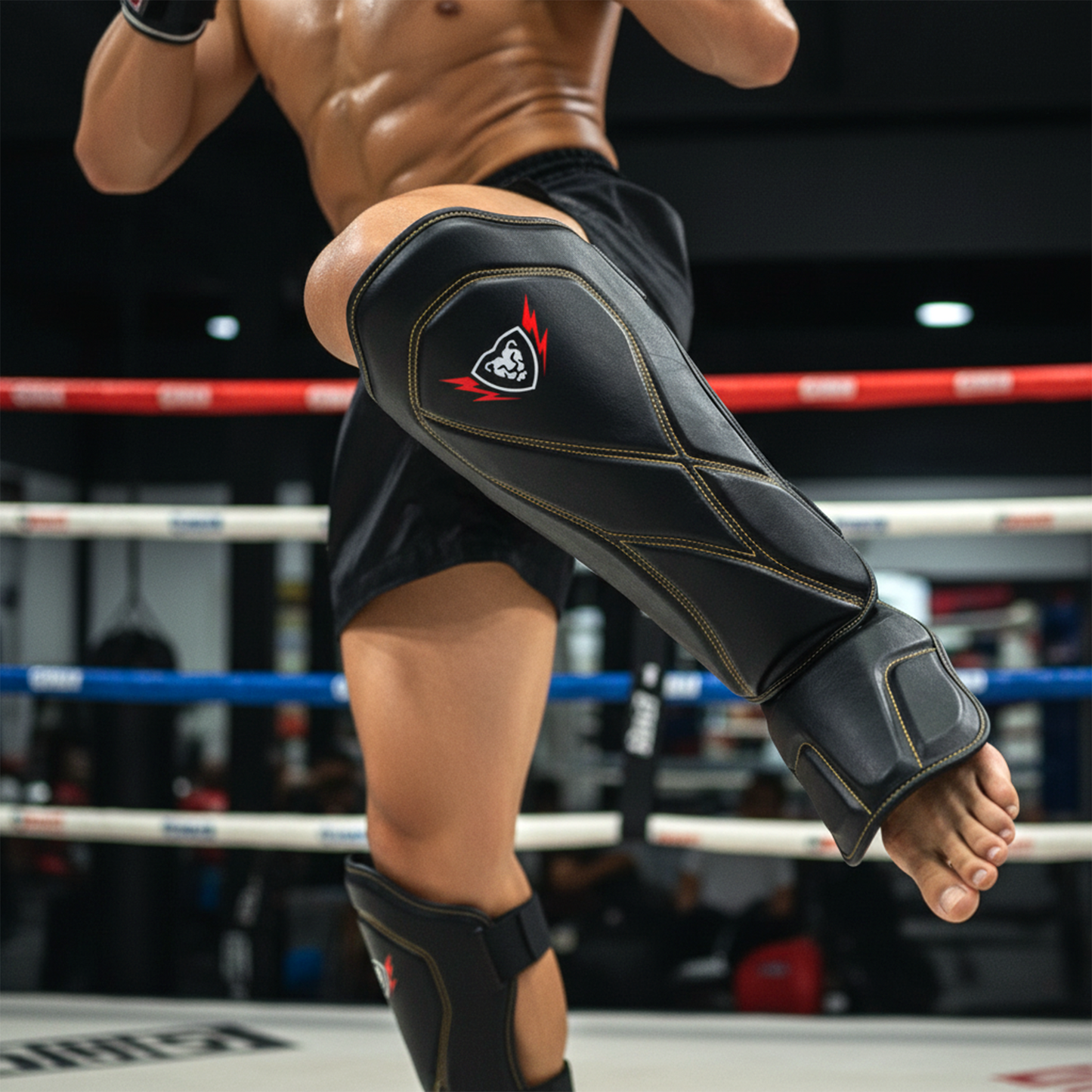 Cowhide Leather Boxing Shin Guards – Durable Training Gear