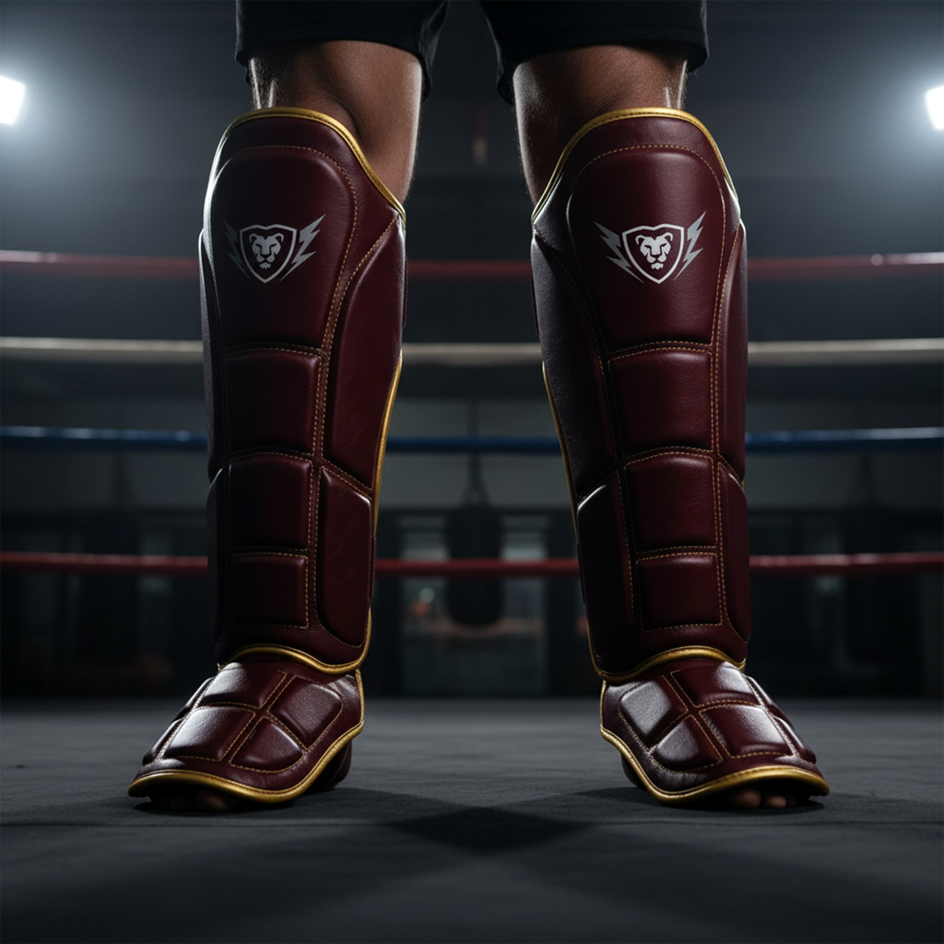 Cowhide Leather Boxing Shin Guards – Durable Training Gear