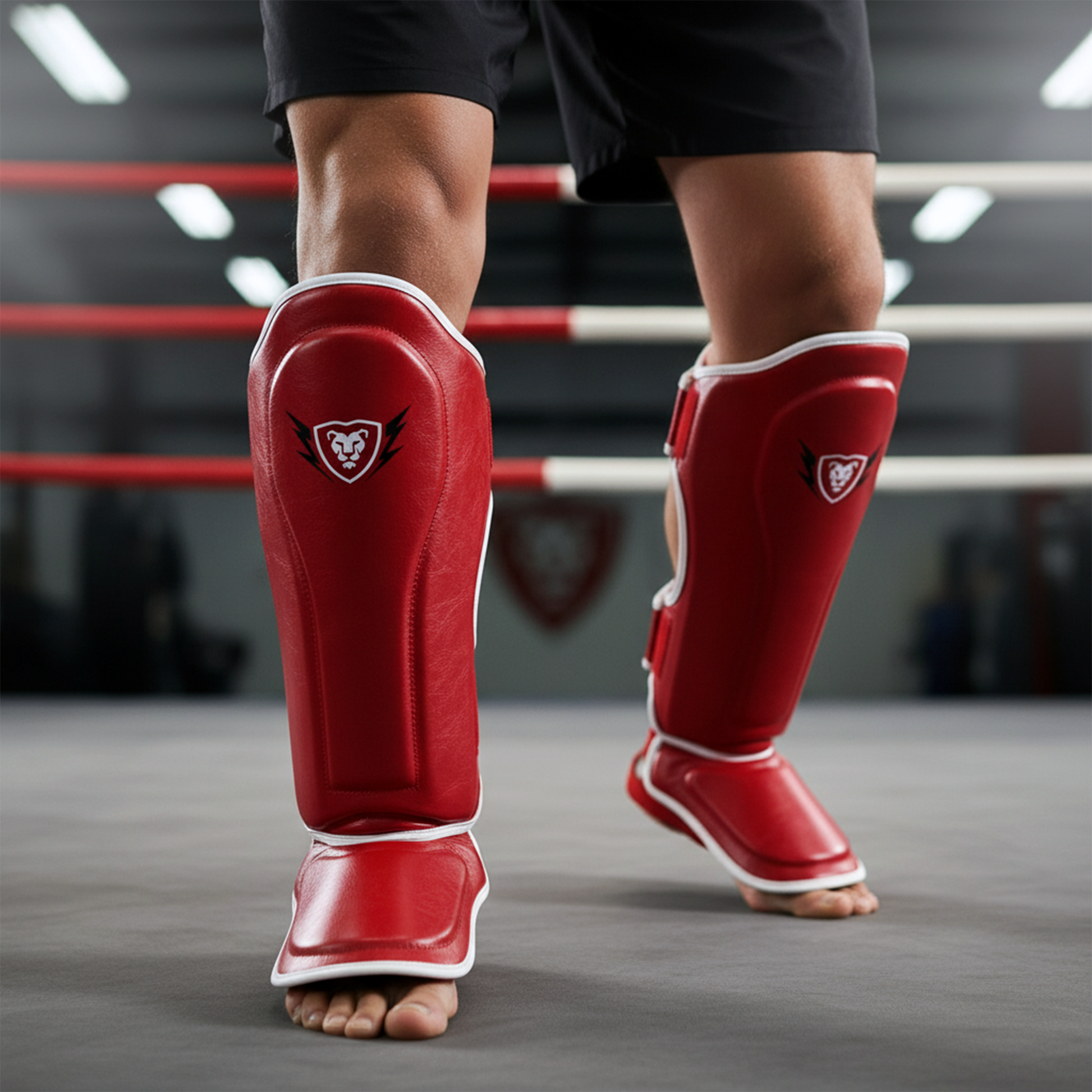 Cowhide Leather Boxing Shin Guards – Durable Training Gear