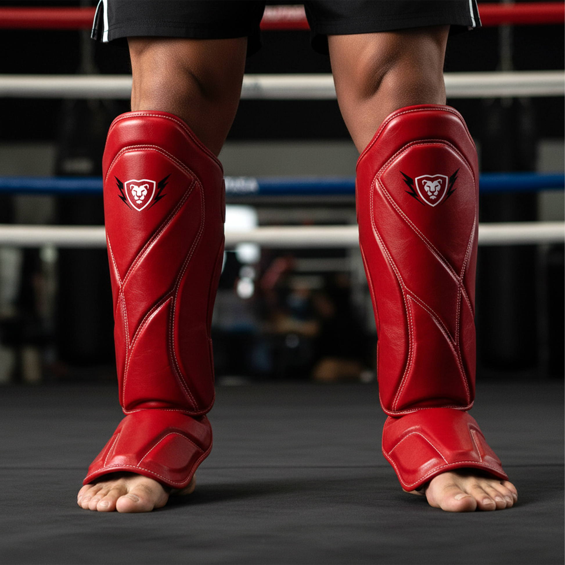 Cowhide Leather Boxing Shin Guards – Durable Training Gear