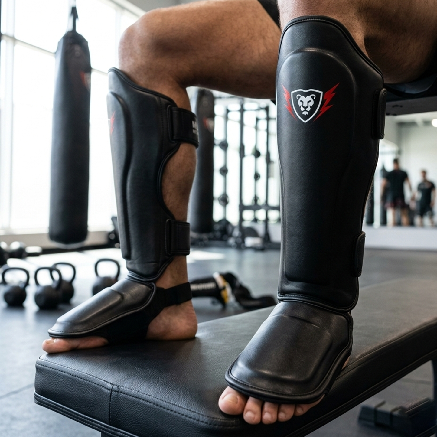 Cowhide Leather Boxing Shin Guards – Durable Training Gear