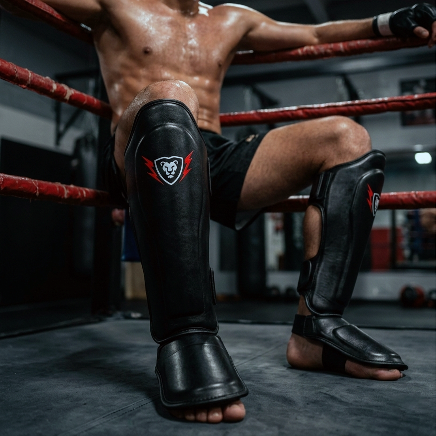 Cowhide Leather Boxing Shin Guards – Durable Training Gear