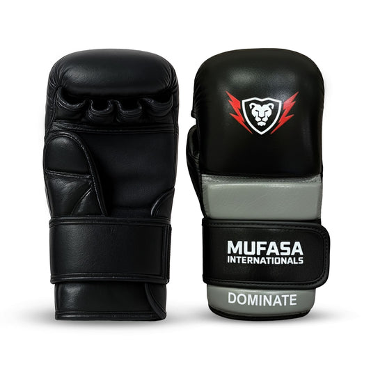 Leather Open Palm MMA Fight Gloves - 4 Oz, Unisex