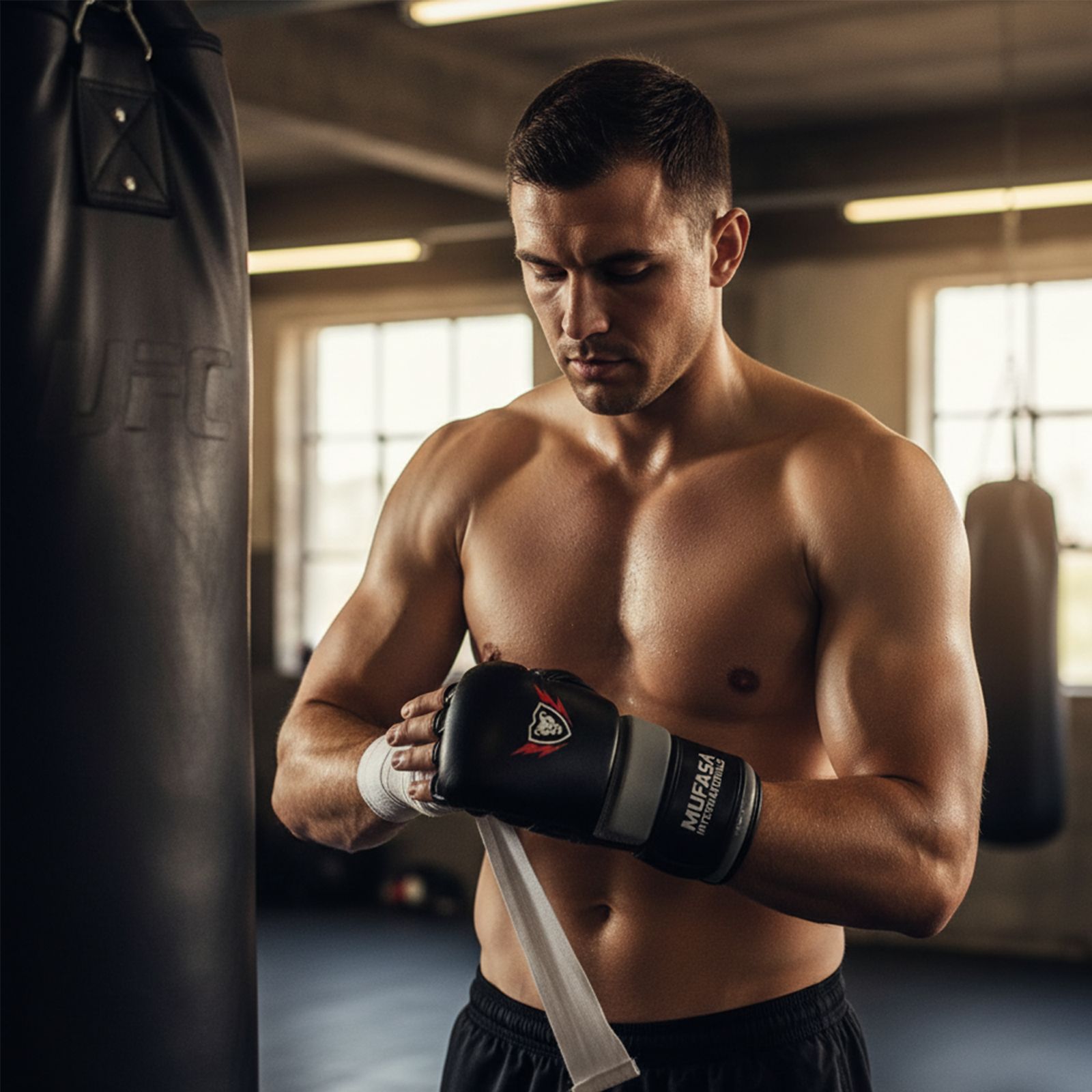 Leather Open Palm MMA Fight Gloves - 4 Oz, Unisex