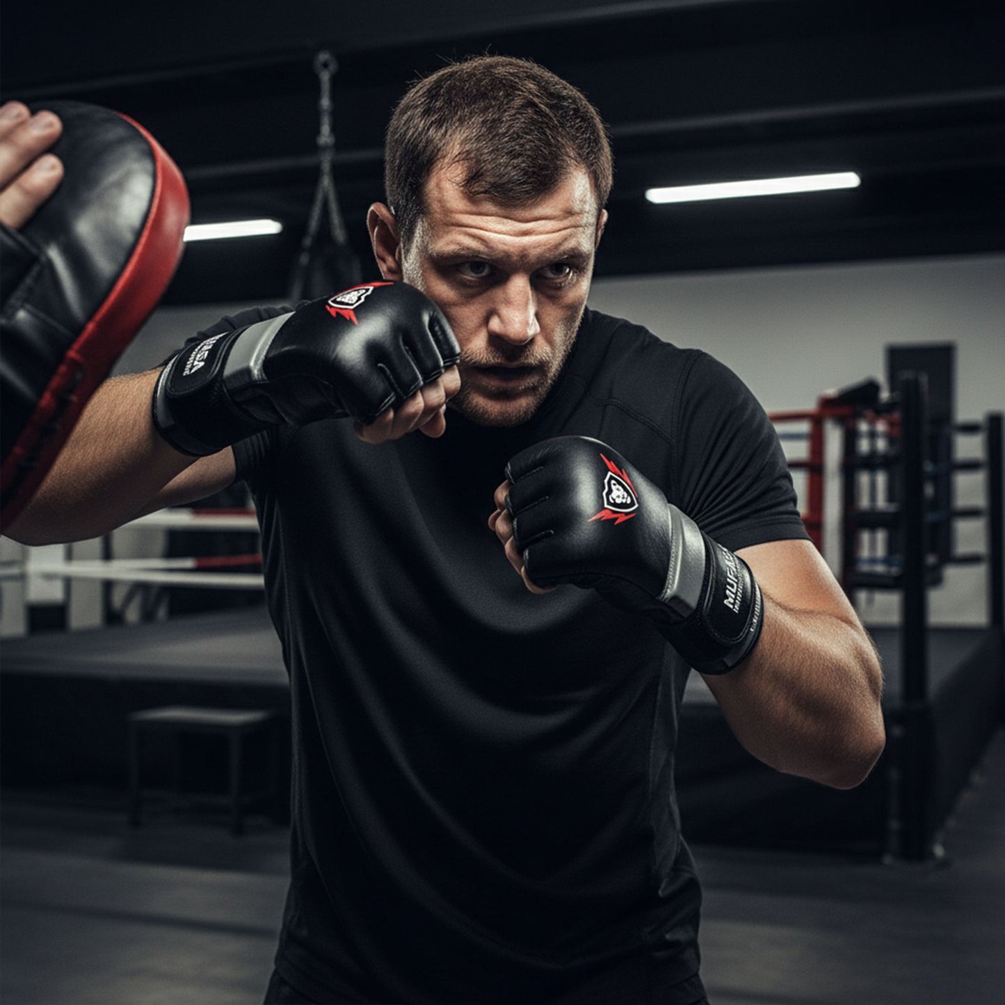 Leather Open Palm MMA Fight Gloves - 4 Oz, Unisex