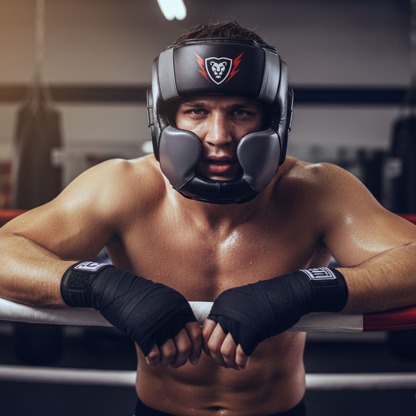 Cowhide Leather Headguard Boxing Sparring MMA Headguard