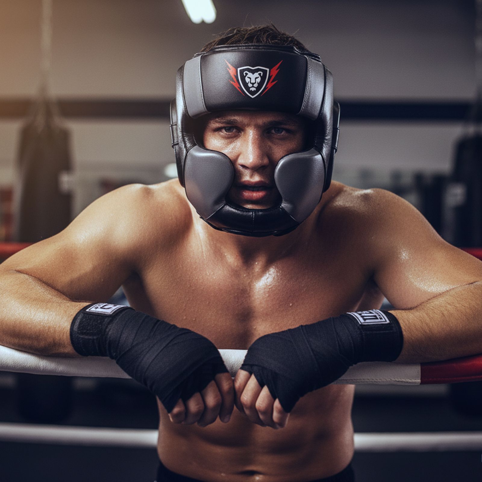 Cowhide Leather Headguard Boxing Sparring MMA Headguard