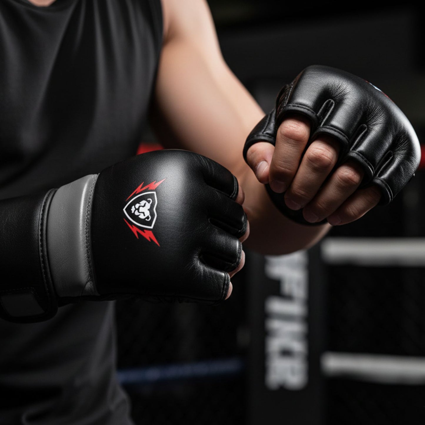 Cowhide Leather Open Palm MMA Fight Gloves 4 Oz - Unisex