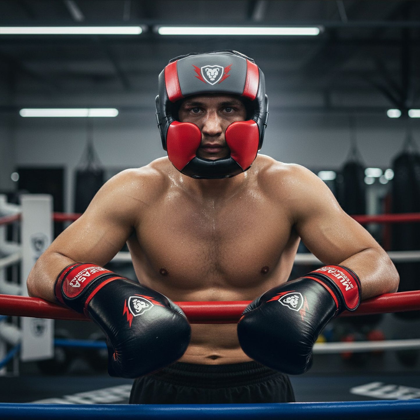 Cowhide Leather Boxing Gloves and HeadGear Set for Boxing