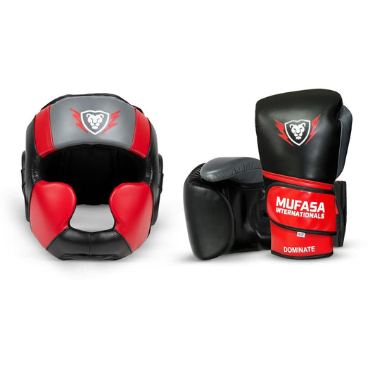 Cowhide Leather Boxing Gloves and HeadGear Set for Boxing