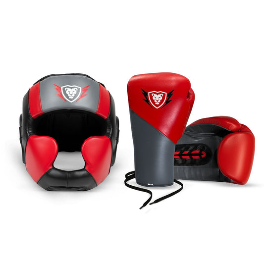 Cowhide Leather Boxing Gloves and HeadGear Set for Boxing