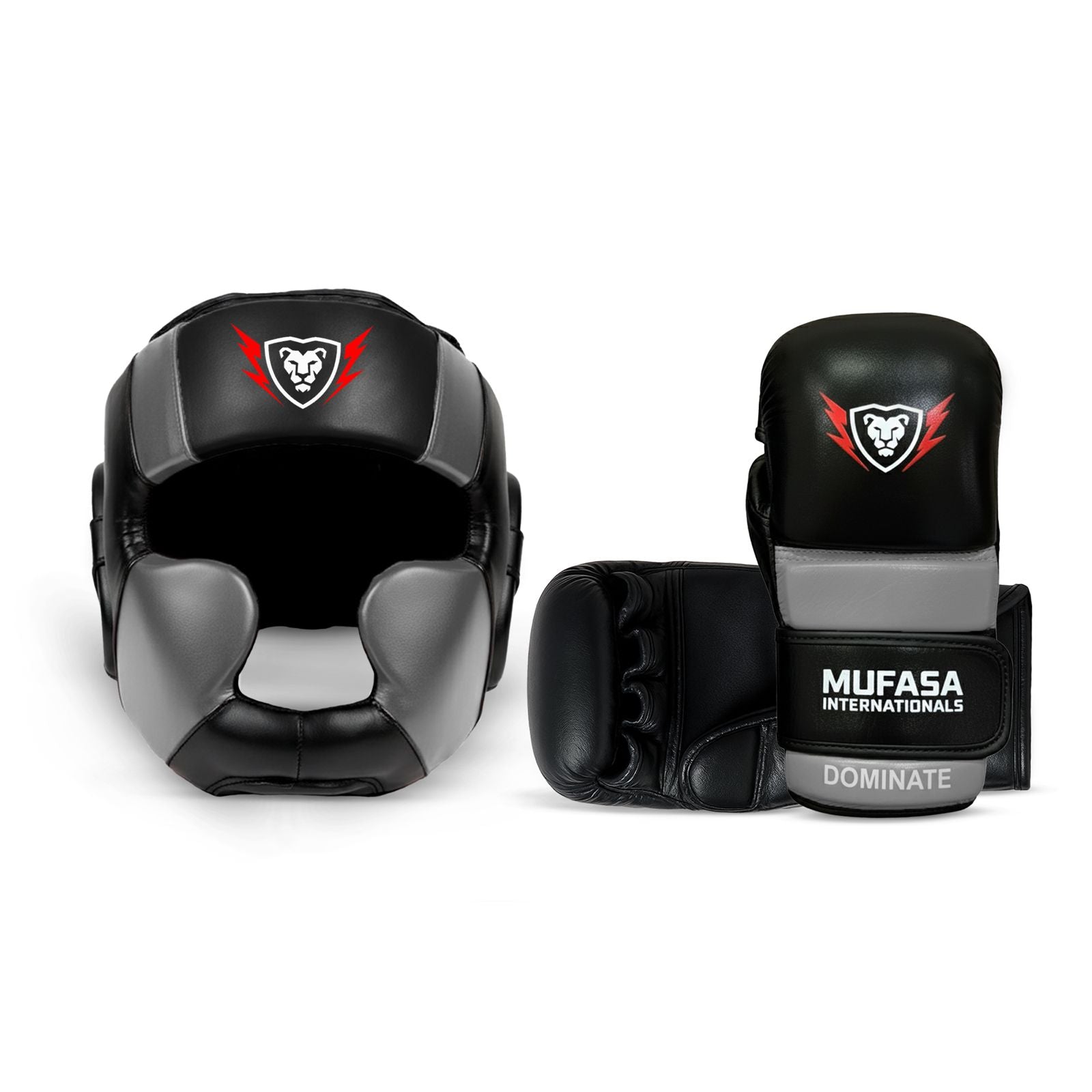 Cowhide Leather Open Palm Gloves and HeadGuard Set 