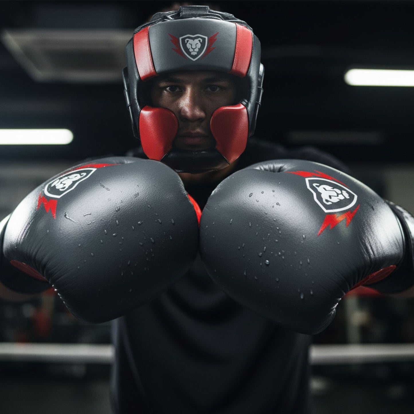 Cowhide Leather Boxing Gloves and HeadGear Set for Boxing 