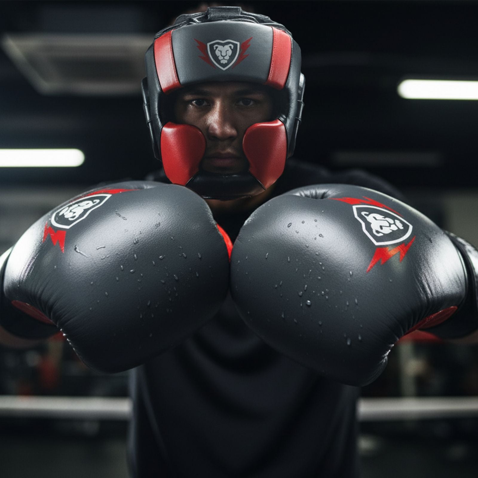 Cowhide Leather Boxing Gloves and HeadGear Set for Boxing 