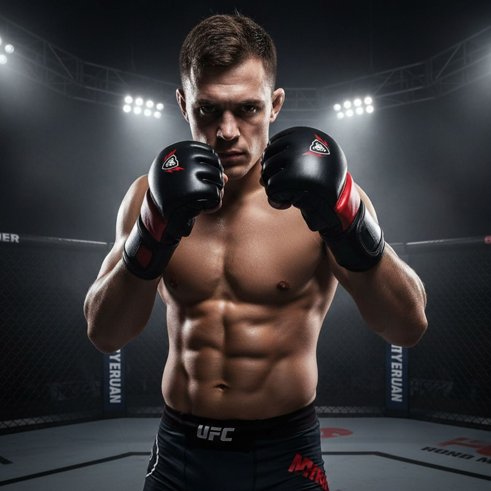 Cowhide Leather Gloves and HeadGear Set UFC Fighter Gloves 
