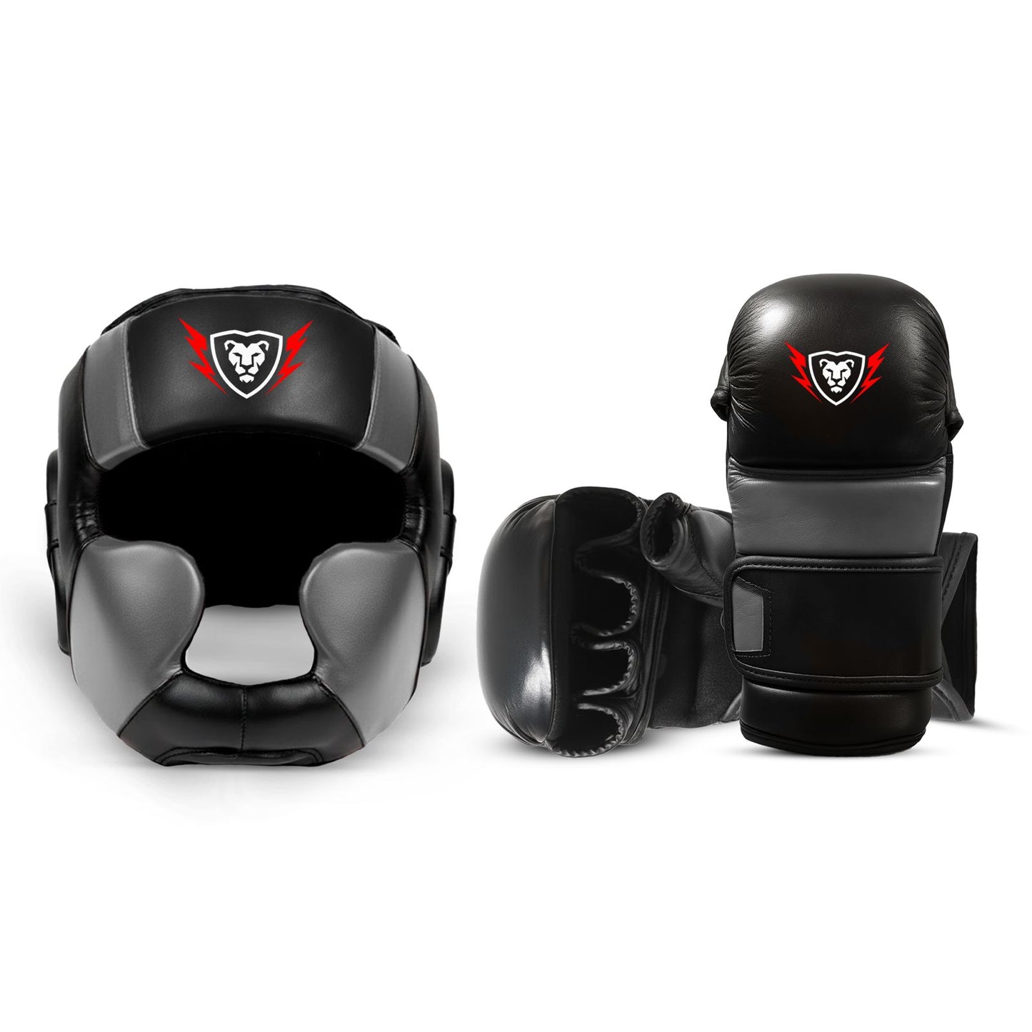 Cowhide Leather Gloves and HeadGear Set UFC Fighter Gloves