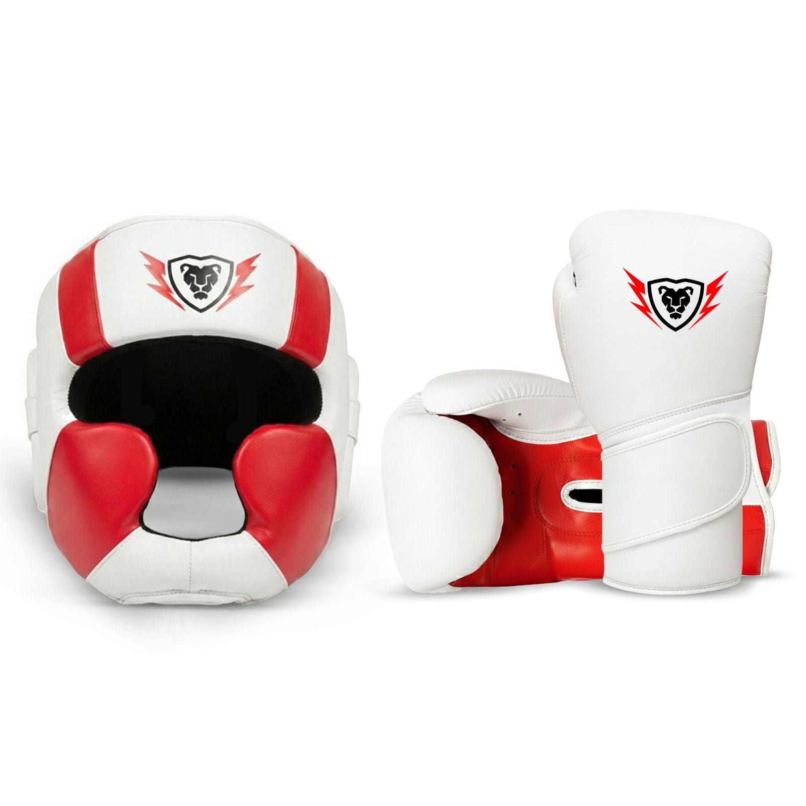 Cowhide Leather Boxing Gloves and HeadGear Set for Boxing 