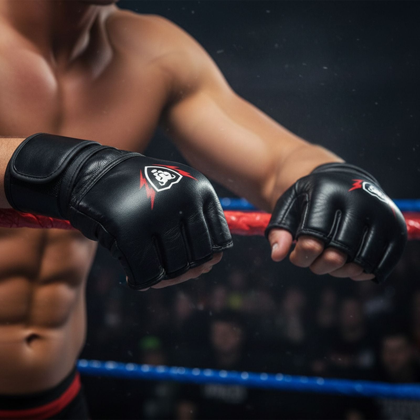 Leather Open Palm MMA Fight Gloves 4 Oz, Unisex