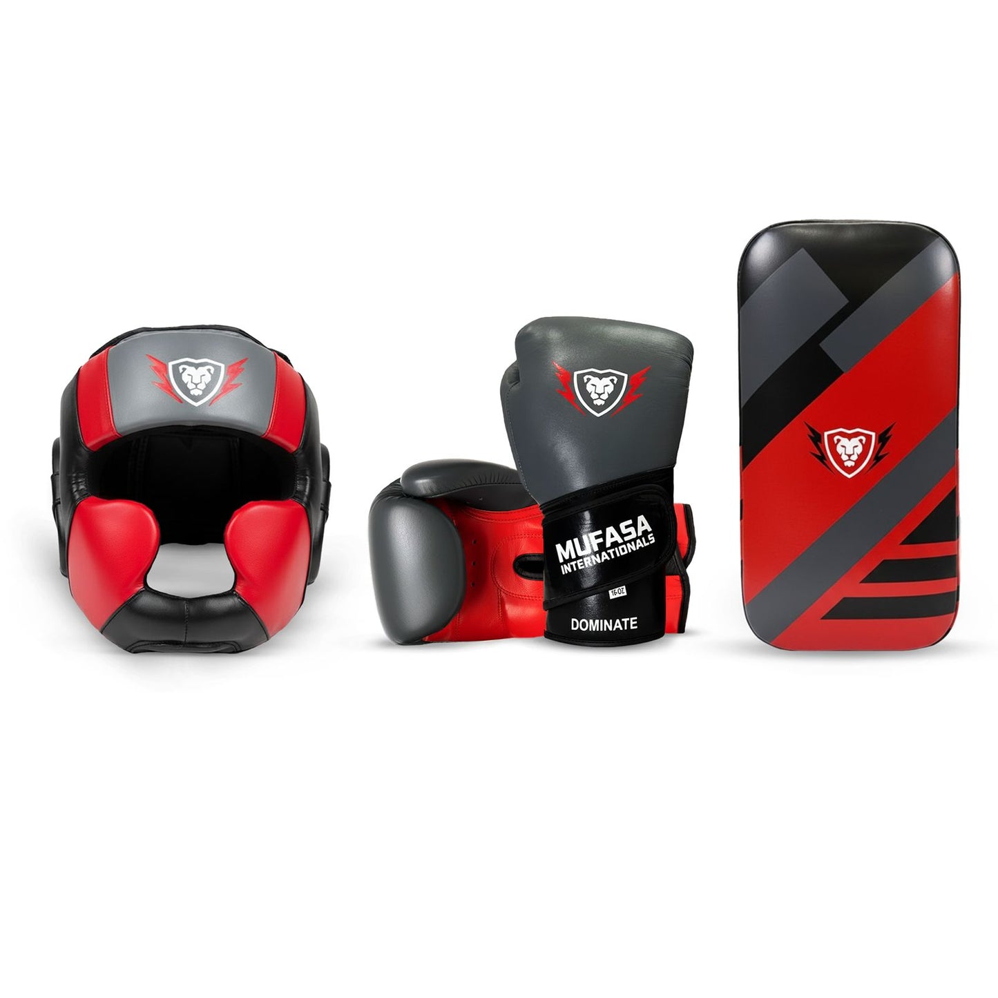 Cowhide Leather Boxing Gloves, Thai Pad, HeadGear Boxing Set