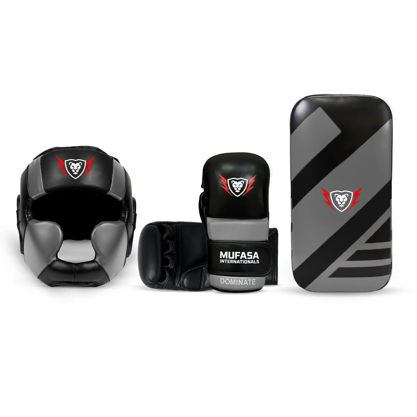 Cowhide Leather Boxing Gloves, Thai Pad, HeadGear Boxing Set