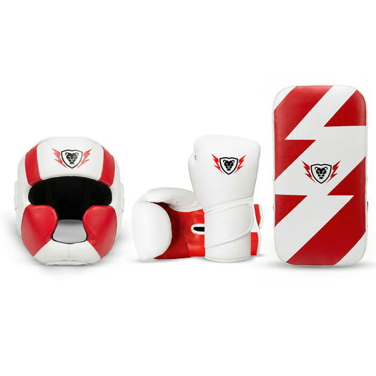 Cowhide Leather Boxing Gloves, Thai Pad, Head Guard Boxing Set